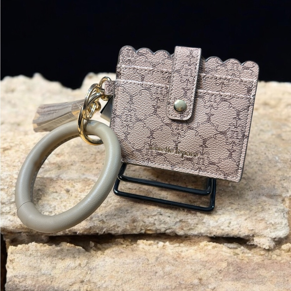 Cream and Gold Key & Card Holder with Tassel RFID NWT - Picture 4 of 4